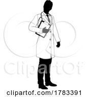 Doctor Man And Clipboard Medical Silhouette Person by AtStockIllustration