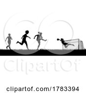 Poster, Art Print Of Women Soccer Football Players Scene Silhouette