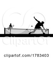 Poster, Art Print Of Tennis Men Playing Match Silhouette Players Scene