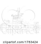 Black And White Cartoon Navy Submarine