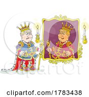 Poster, Art Print Of Cartoon King Arguing With Himself In A Mirror