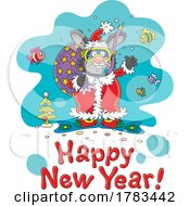 Cartoon Snorkel Santa Rabbit With Happy New Year Text