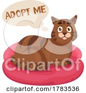 Poster, Art Print Of Cat On A Pet Bed And Thinking Adopt Me