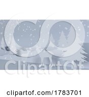 Poster, Art Print Of Paper Christmas Trees And Deer With Snowflakes