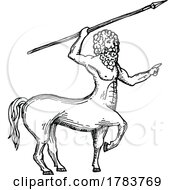 Sketched Centaur Throwing A Spear