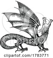 Poster, Art Print Of Sketched Roaring Dragon