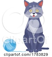 Poster, Art Print Of Cat With A Ball Of Yarn