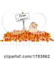 Poster, Art Print Of Cartoon Man Drowning In Leaves And Holding A Free Sign