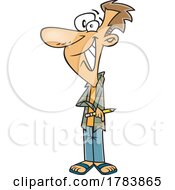 Cartoon Happy Male Artist Holding A Pencil For Cartoonists Day