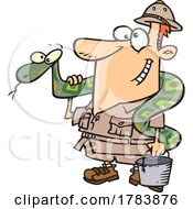 Poster, Art Print Of Cartoon Male Zookeeper With A Snake