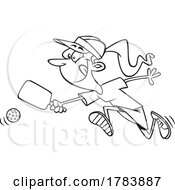 Poster, Art Print Of Cartoon Black And White Woman Playing Pickle Ball