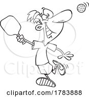 Cartoon Black And White Man Playing Pickle Ball