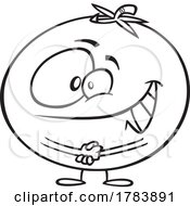 Cartoon Black And White Grinning Tomato by toonaday