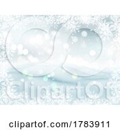 Poster, Art Print Of Christmas Background With Snowflake Border And Bokeh Lights