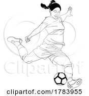 Poster, Art Print Of Female Soccer Player In Black And White