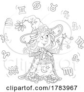 Poster, Art Print Of Cartoon Black And White Witch Girl