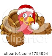 Turkey In Santa Hat Christmas Thanksgiving Cartoon