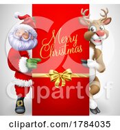 Santa Claus Father Christmas And Reindeer Sign