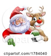 Santa Claus Father Christmas And Reindeer Sign