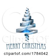 Poster, Art Print Of Blue Silver Christmas Tree Ribbon Concept