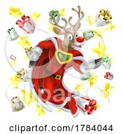 Poster, Art Print Of Superhero Santa Reindeer Christmas Super Hero