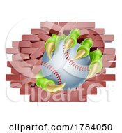 Poster, Art Print Of Baseball Ball Claw Breaking Through Wall