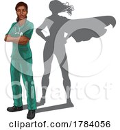 Poster, Art Print Of Super Hero Black Woman Doctor Nurse Superhero