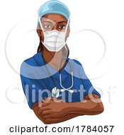 Poster, Art Print Of Black Woman Doctor Nurse Medical Professional Mask
