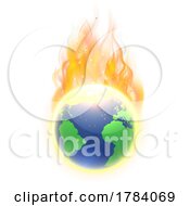 End Of World Climate Change Fire Flame Earth Globe by AtStockIllustration