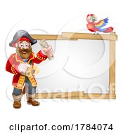 Poster, Art Print Of Pirate And Parrot Cartoon Background