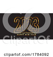 Happy New Year Banner With Metallic Gold Numbers