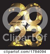 Poster, Art Print Of Happy New Year Background With Gold Bokeh Lights Design