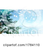 3D Christmas Background With Tree And Snowflakes