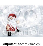 Poster, Art Print Of 3d Christmas Background With Cute Santa Gonk In Winter Landscape