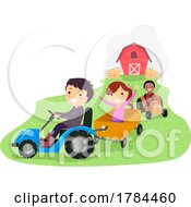 Poster, Art Print Of Children Riding Fun Farm Vehicles