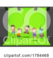 Children Jumping On A Green Screen