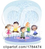 Poster, Art Print Of Children Playing On A Splash Pad