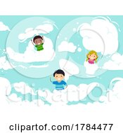 Poster, Art Print Of Children Riding Clouds
