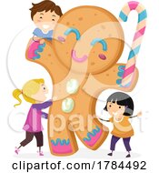 Poster, Art Print Of Children With A Giant Gingerbread Man