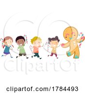 Children Walking With A Gingerbread Man