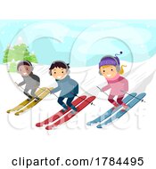 Poster, Art Print Of Children Skiing