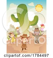 Western Children By A Cactus