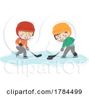 Poster, Art Print Of Children Playing Ice Hockey