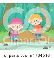 Poster, Art Print Of Children Gathering A Water Sample From A Pond