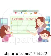Poster, Art Print Of Teacher And Children At A Classroom Activity Board