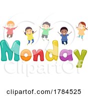 Poster, Art Print Of Children With The Word Monday