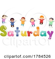 Poster, Art Print Of Children With The Word Saturday