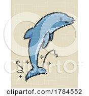 Poster, Art Print Of Embroidery Style Dolphin