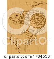 Poster, Art Print Of Wood Burn Styled Koi Fish