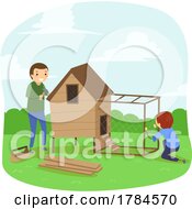 Poster, Art Print Of Father And Sun Building A Chicken Coop